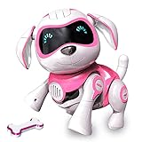 RCTecnic Roboterhund für Kinder ROCK Puppy Roboter Hund Interaktiv Kinder Spielzeug mit Emotionen und Bewegung, Bellen und Spielen mit Knochen, Akku und USB-Kabel, Roboter Kinder Spielzeug Hund
