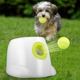 KKTECT Automatischer Ballwerfer, automatische Ballmaschine für kleine Hunde, Tennisballmaschine, interaktives Puzzle-Spielzeug für Hundetraining, inklusive 3 Bällen